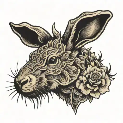 jackalope head facing forward tattoo design idea