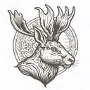 jackalope head facing forward tattoo design idea