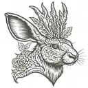 jackalope head facing forward tattoo design idea