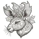 jackalope head facing forward tattoo design idea