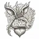 jackalope head facing forward tattoo design idea