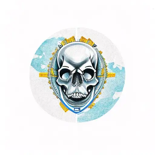 ship skull ocean map  tattoo design idea