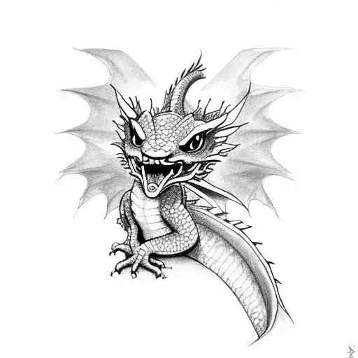 Little cute dragon tattoo design idea