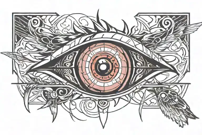 Combine Shisui Uchiha's Sharingan eye with a crow in a blackwork style tattoo design idea