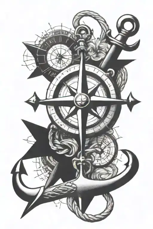 anchor compass cross tattoo design idea