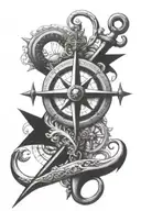 mariners cross with compass tattoo design idea