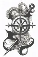 mariners cross with compass tattoo design idea