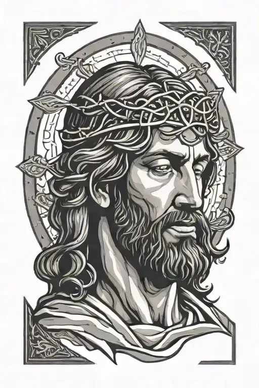 jesus praying tattoo design idea
