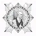 man looking in the mirror tattoo design idea