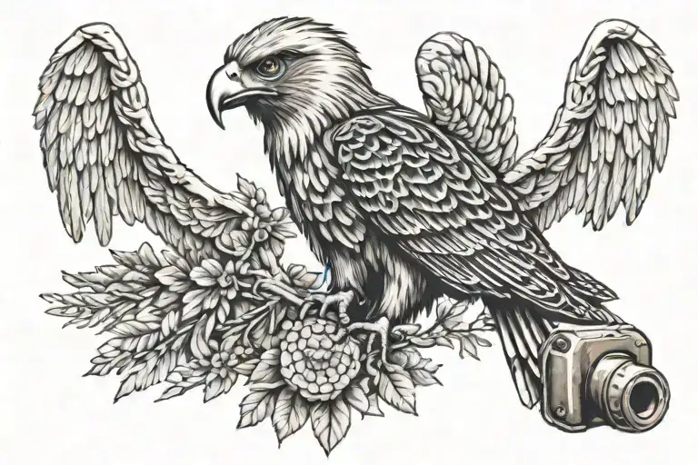 A tattoo of a majestic Philippine Eagle holding a vintage gun, symbolizing your passion for guns and Philippine history tattoo design idea