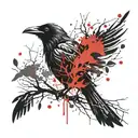 red slashes, raven, tree with no leaves Nordic tribal symbols tattoo design idea