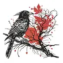 red slashes, raven, tree with no leaves Nordic tribal symbols tattoo design idea
