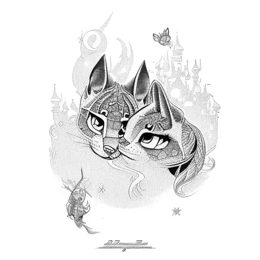 Couples tattoo based on disney tattoo design idea