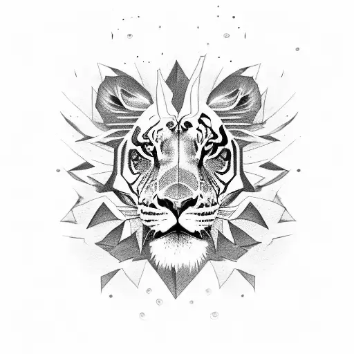 warrior with lion tiger in animals tattoo design idea