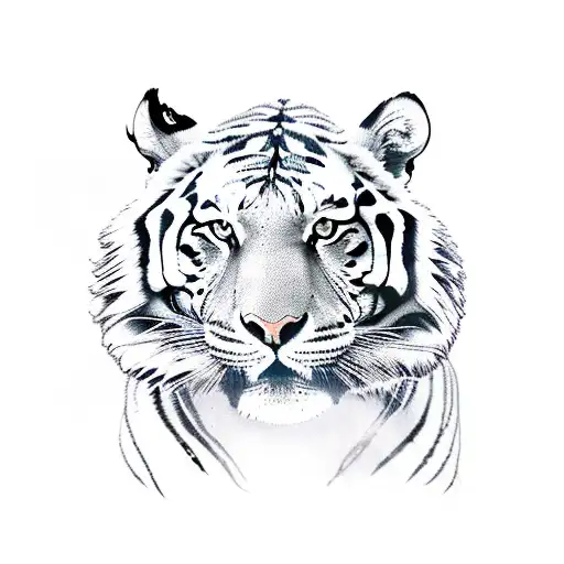 Warrior standing with tiger lion tattoo design idea