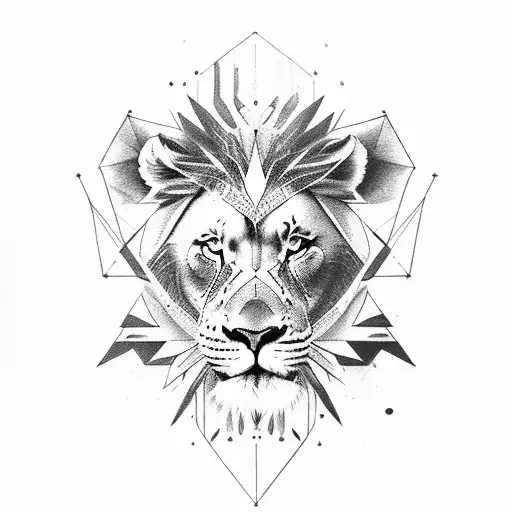 Warrior standing in nature with animals lion tiger and Rhino tattoo design idea