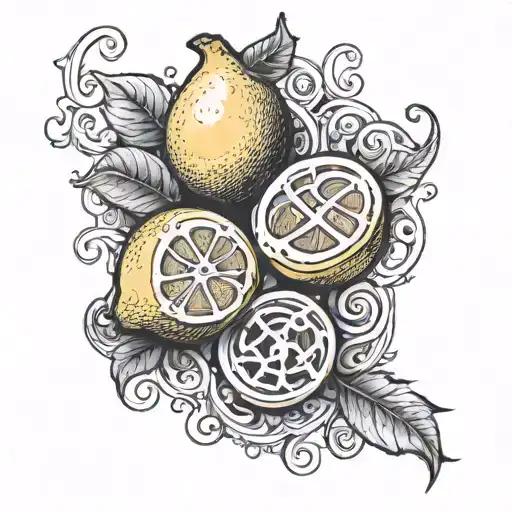Words k And g and p Formed By A Lemon tattoo design idea