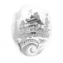 antique library  tattoo design idea