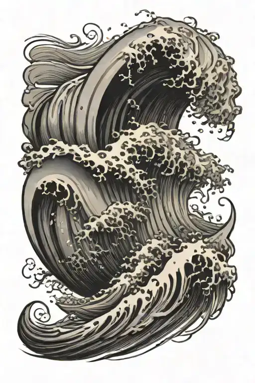 an ocean wave arm cuff tattoo wraps, tsunami wave crashing tattoo design idea