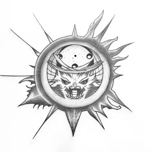 Soul eater anime sun and moon tattoo design idea