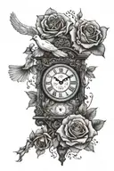 dove clock roses darkness into light tattoo design idea