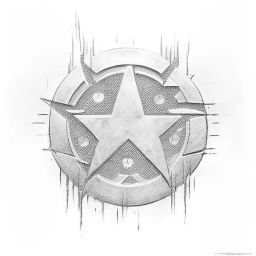 An intricate tattoo design of a superhero logo that combines elements from both Marvel and DC comics tattoo design idea