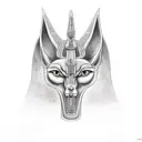 Anubis holding a scale with Isis standing beside him tattoo design idea