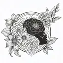 A mandala design incorporating elements of the brain and flowers, representing the balance and harmony needed for mental wellness tattoo design idea