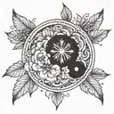 A mandala design incorporating elements of the brain and flowers, representing the balance and harmony needed for mental wellness tattoo design idea