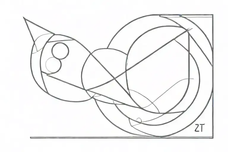 circle inside triangle with three stripes going around the arm tattoo design idea