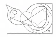 circle inside triangle with three stripes going around the arm tattoo design idea