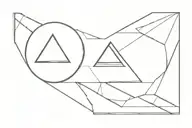 circle inside triangle with three stripes going around the arm tattoo design idea