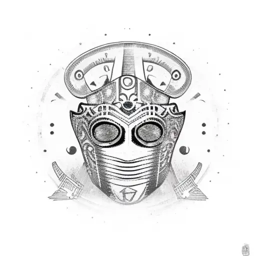 lucha libre mask with aztec calendar tattoo design idea