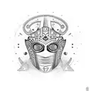 lucha libre mask with aztec calendar tattoo design idea