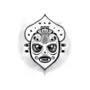 lucha libre mask with aztec calendar tattoo design idea