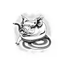 pig and snake tattoo design idea
