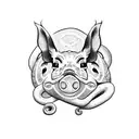 pig and snake tattoo design idea