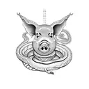 pig and snake tattoo design idea