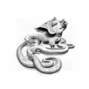 pig and snake tattoo design idea