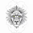 geometric design with angry lion tattoo design idea