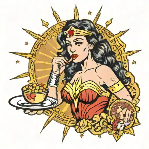 Wonder woman culinary tattoo design idea