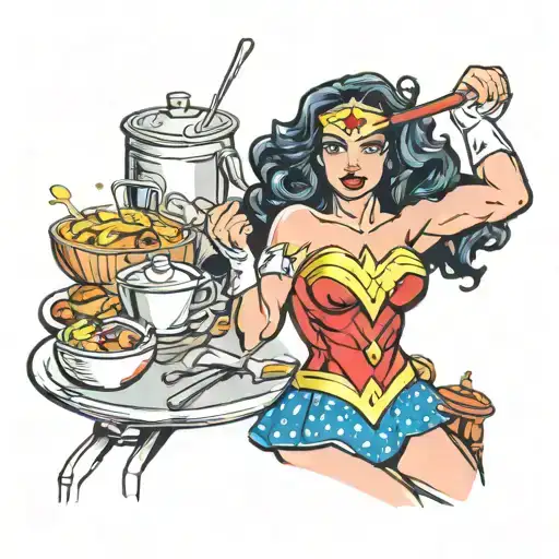 Wonder woman culinary tattoo design idea