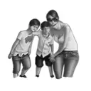 a mother and her two sons tattoo design idea