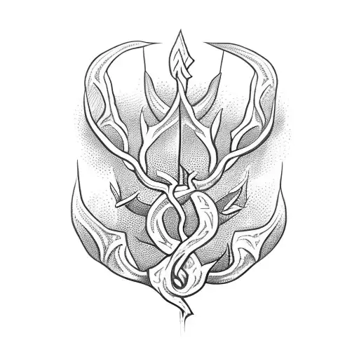 Dagger piercing through a thorny vine tattoo design idea