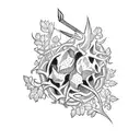 Dagger piercing through a thorny vine tattoo design idea