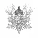 Dagger piercing through a thorny vine tattoo design idea