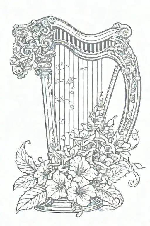 Guinness harp with fuchsias  tattoo design idea