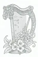 Guinness harp with fuchsias  tattoo design idea