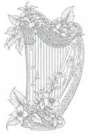 Guinness harp with fuchsias  tattoo design idea