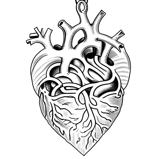 human heart hanging from noose tattoo design idea